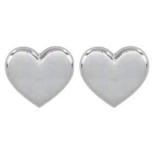Silver Heart Stud Earrings/Valentines Jewelry - Silver Puffy Heart